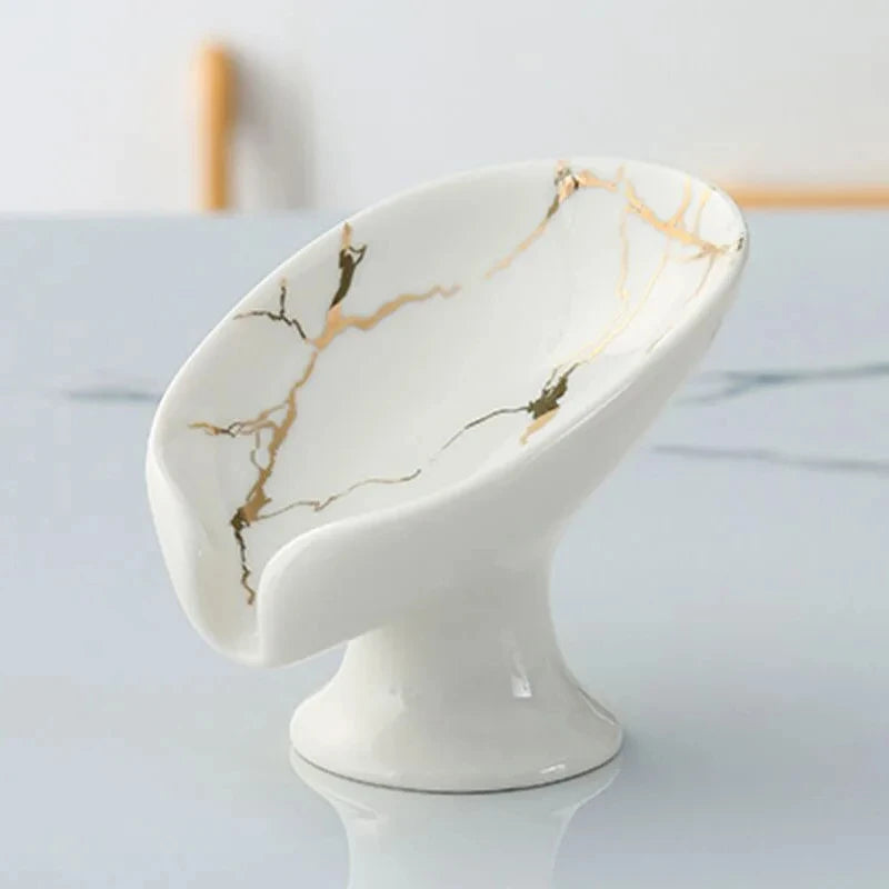 ceramic Leay shower soap holder, drain hole tray