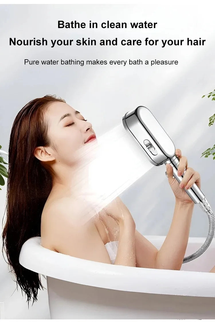High Pressure Shower Head 3 Modes Adjustable Spray with Massage Brush Filter