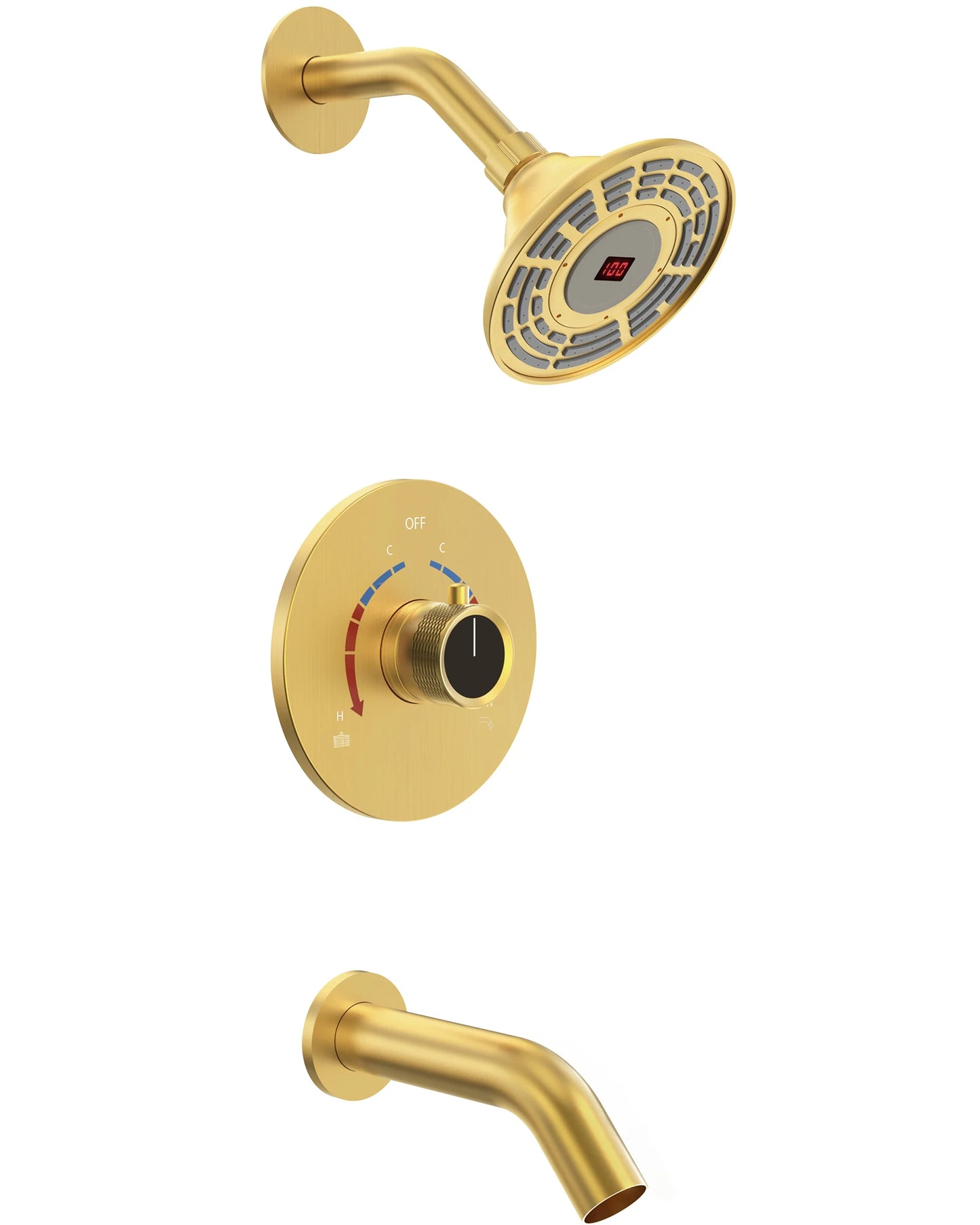 EVERSTEIN LED Light Shower Head System Shower Faucet Set with Brass Balanced Valve Wall Mount Tub Faucet