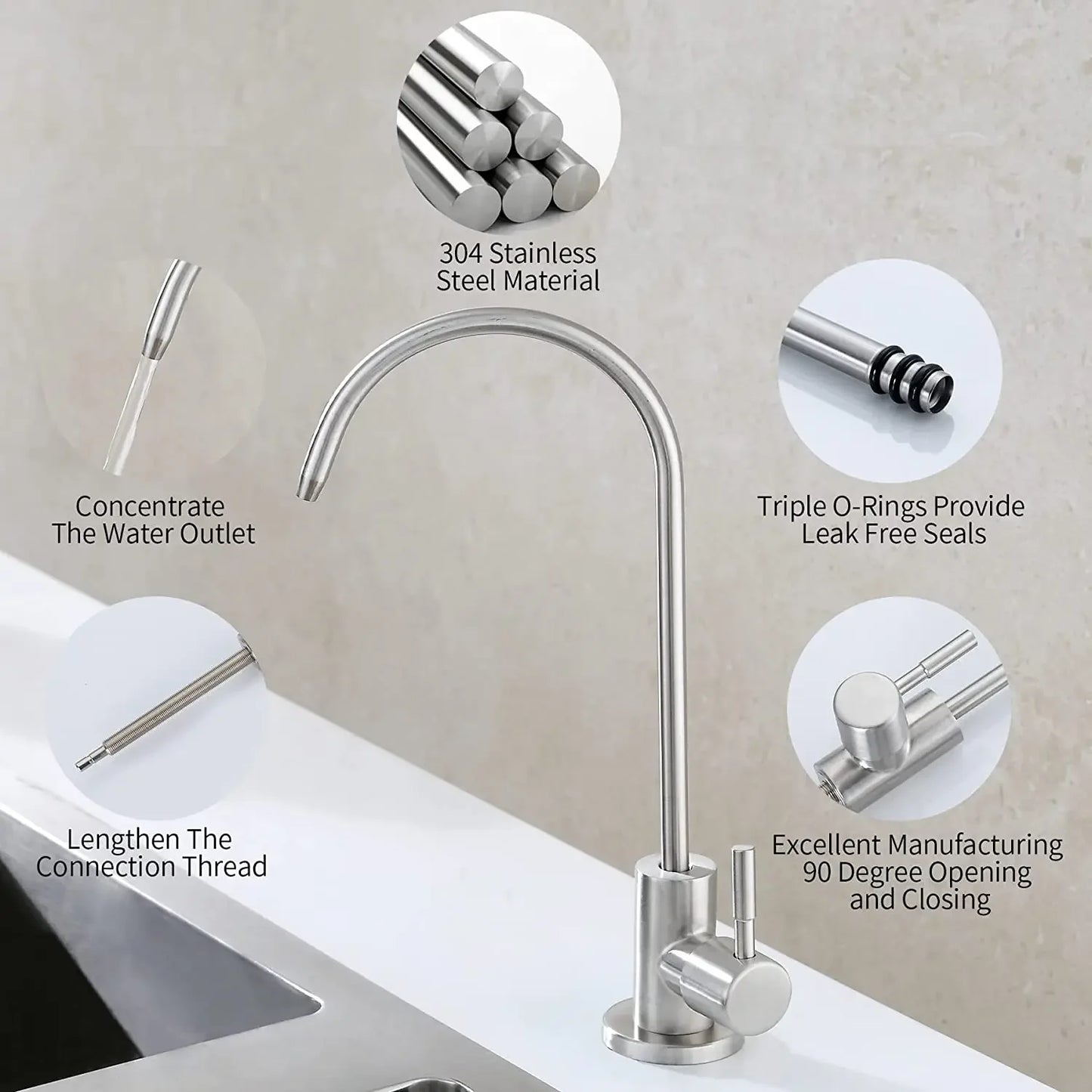 Water Purifier Faucet, Lead-Free Filtered Faucet Fits Reverse Osmosis Units