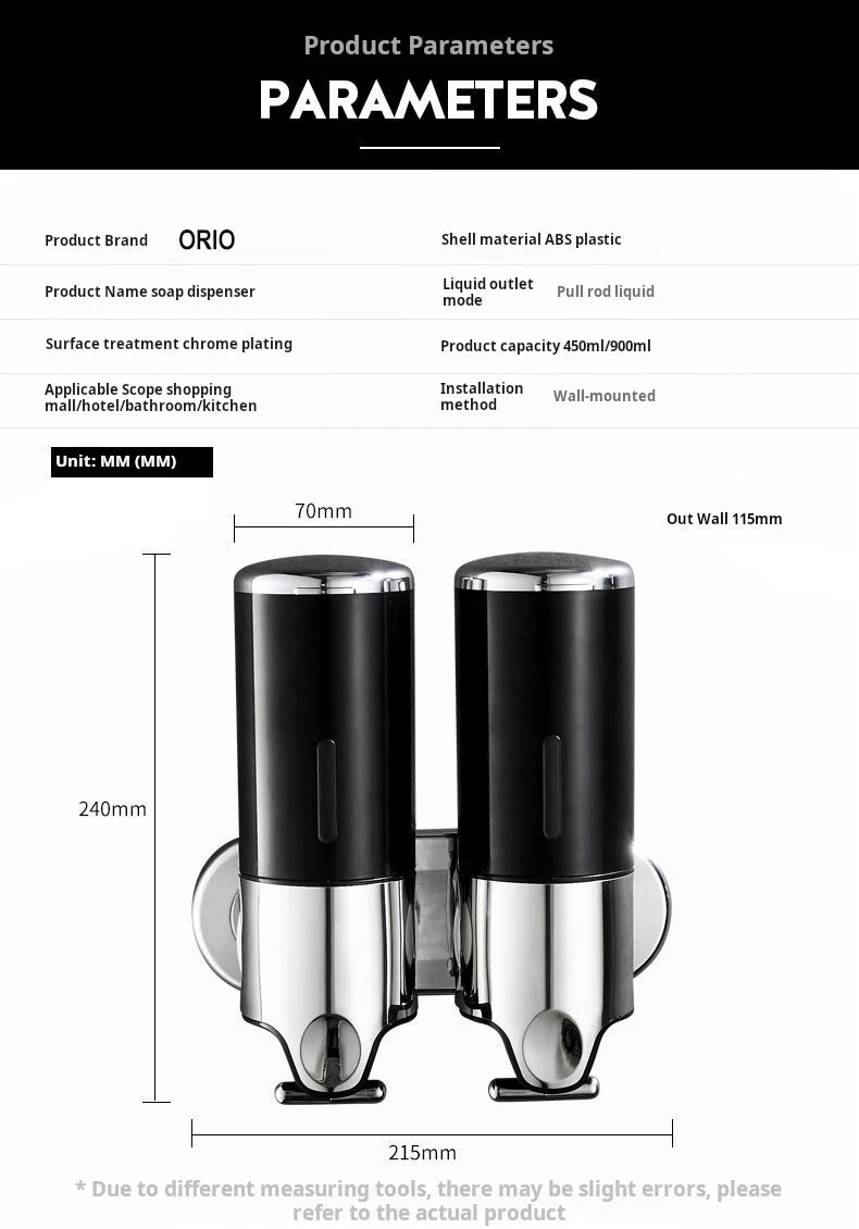 500ML Shampoo Soap Liquid Dispenser Single/Double/Triple Wall Mounted Square Manual Shower Shampoo Liquid Dispenser