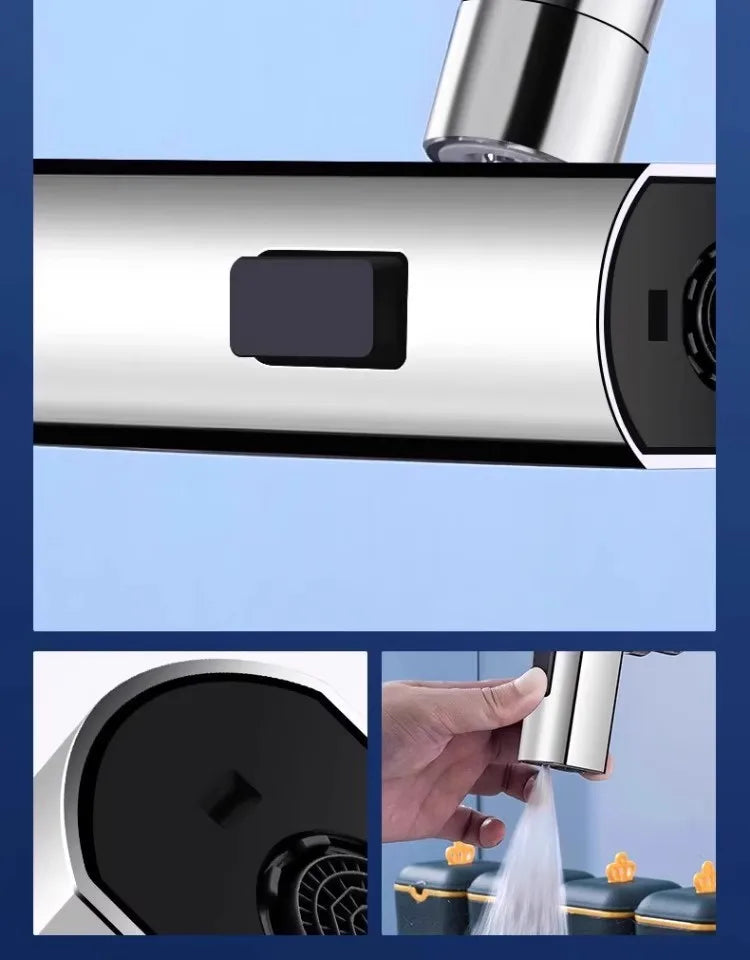 Kitchen Waterfall Three-mode Universal Swivel Extension Faucet