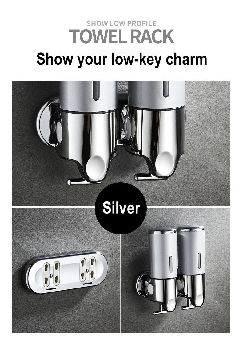 500ML Shampoo Soap Liquid Dispenser Single/Double/Triple Wall Mounted Square Manual Shower Shampoo Liquid Dispenser