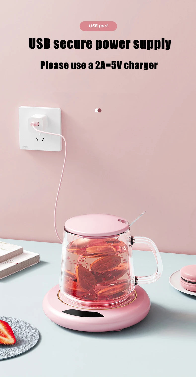 Thermostatic Heating Coaster USB Home Heating Coaster 3-speed Adjustment Heating 55 Degrees Constant Temperature