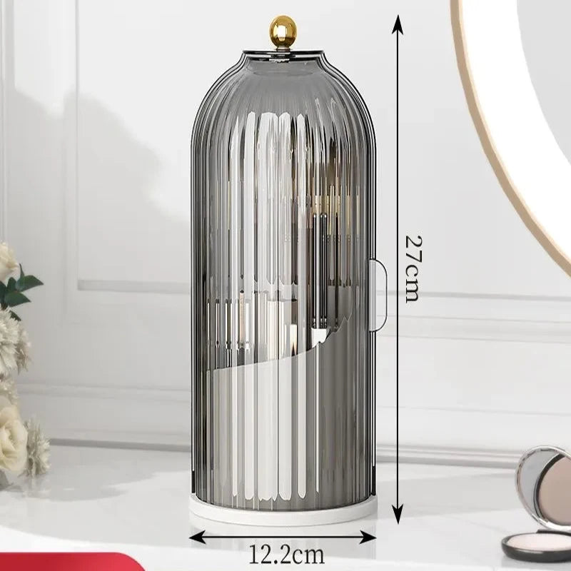 360° rotary makeup brush holder with cover Luxury cosmetics storage box
