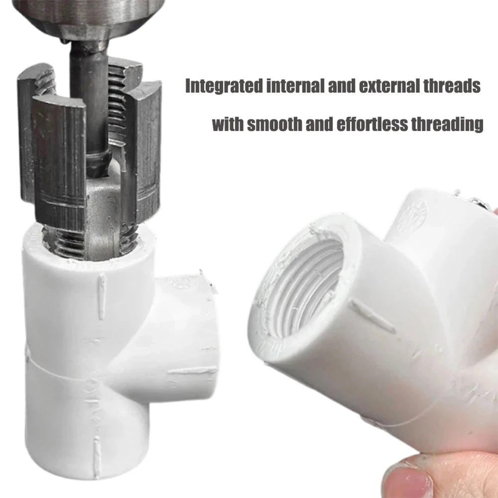 Integrated Internal & External Thread Pipe Threading Tool for 1/2" 3/4" PPR PVC Pipe Integrated Die Water Pipe Opener Threading