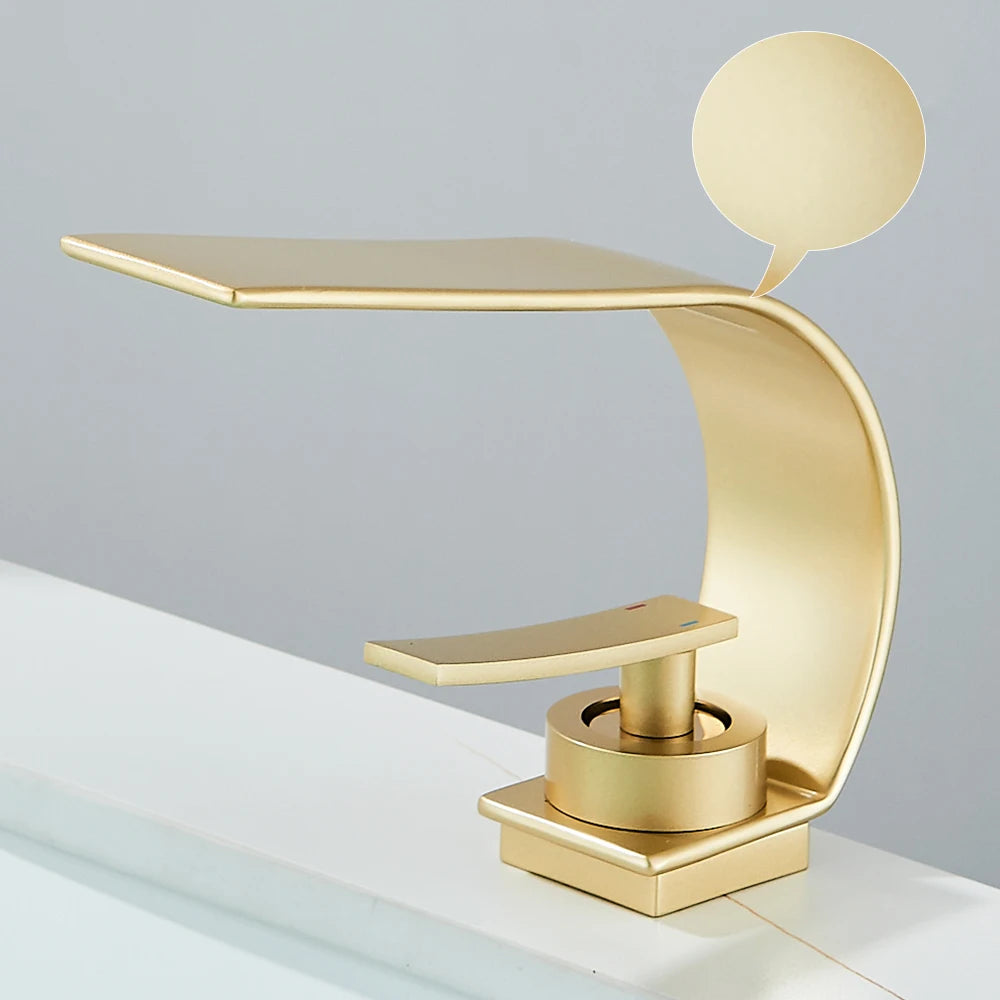 Waterfall Bathroom Sink Faucet Single Handle Basin Faucet Hot Cold Water Mixer