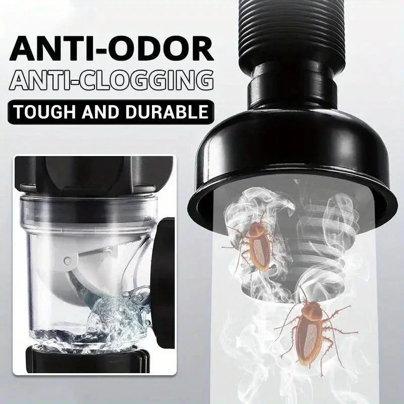 Flip Top Anti-Odor Drain Pipe Set Kitchen Sink Drain Retractable  Anti Clogging