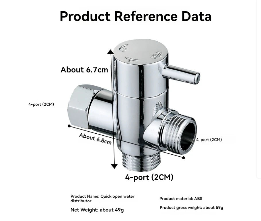 3 Way Shower Head Diverter Valve G1/2 Three Function Switch Adapter Connector
