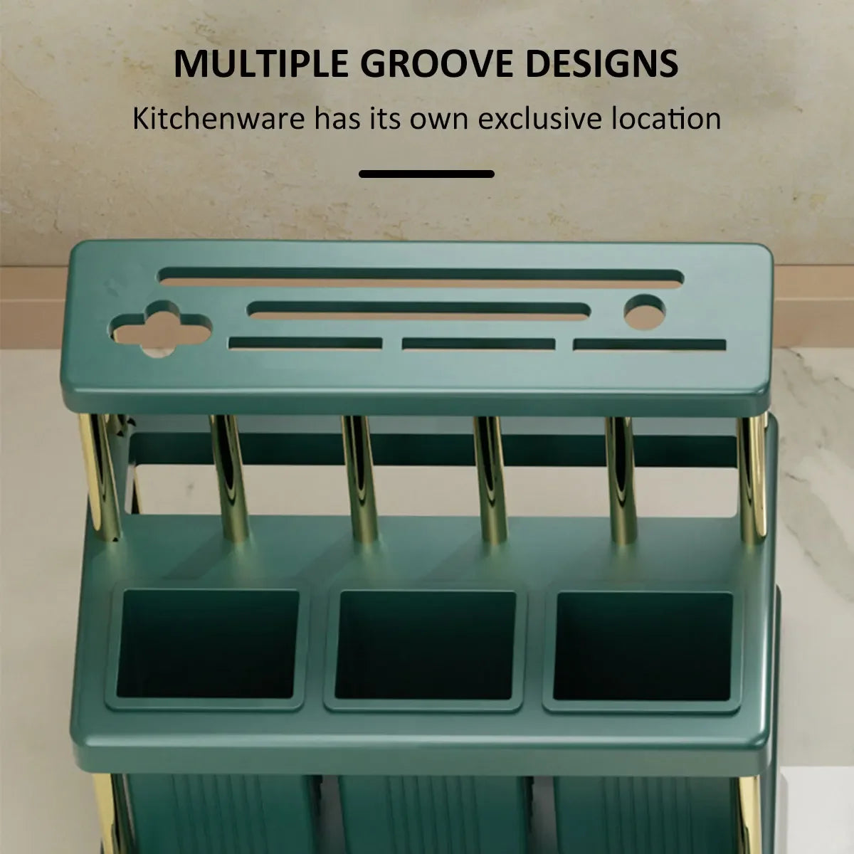 Kitchen Knife Holder Multi-Function Cutter and Cutlery Drainer Rack PP Space Saving Kitchen Utensil Organizer Rack