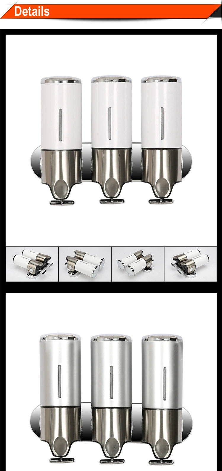 500ML Shampoo Soap Liquid Dispenser Single/Double/Triple Wall Mounted Square Manual Shower Shampoo Liquid Dispenser