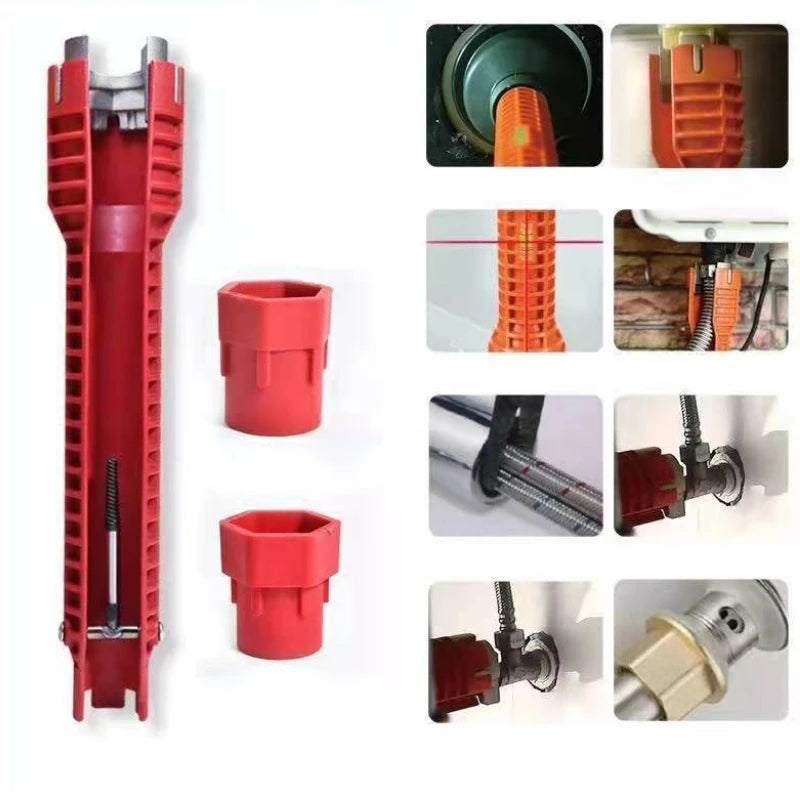 8 in 1 Anti-Slip Flume Socket Wrench Nut Remover for Sink Repair Bathroom Faucet Assembly Plumbing Installation Hand Tool