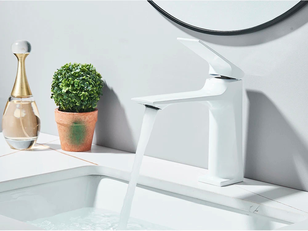 Black Bathroom Faucet Deck Mounted Bathroom Sink Mixer Tap Single Lever Faucets Chrome/White/Grey/Brushed Gold