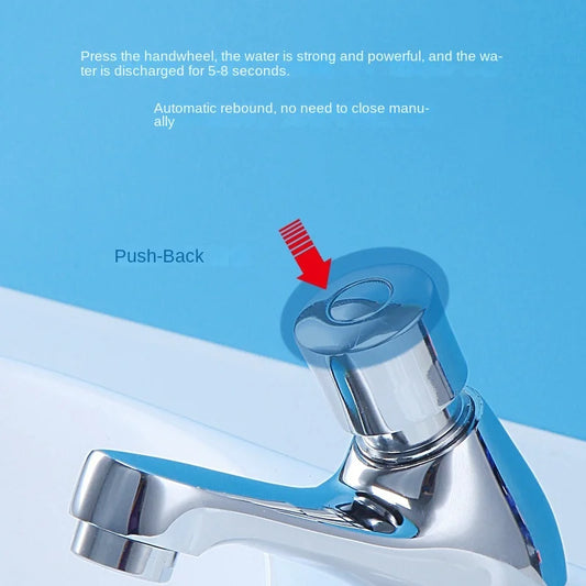 Basin Self Closing Water-saving Faucet Bathroom Basin Cold Water Faucet Delay Button Section Faucet