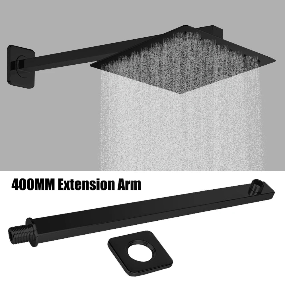 40cm Shower Extension Arm 304 Stainless Steel Wall Mounted Silver Polished Extra Arm