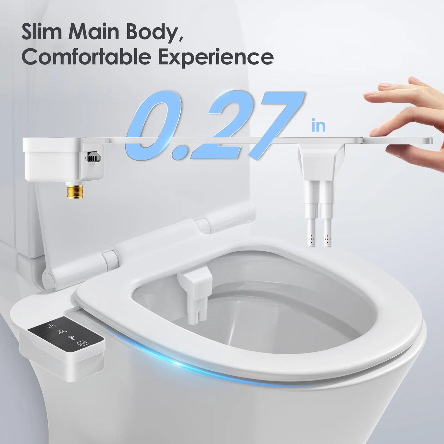 Bidet Attachment for Toilet Seat Self Cleaning Attachment Non-Electric Dual Nozzle Bidet Adjustable Water Pressure
