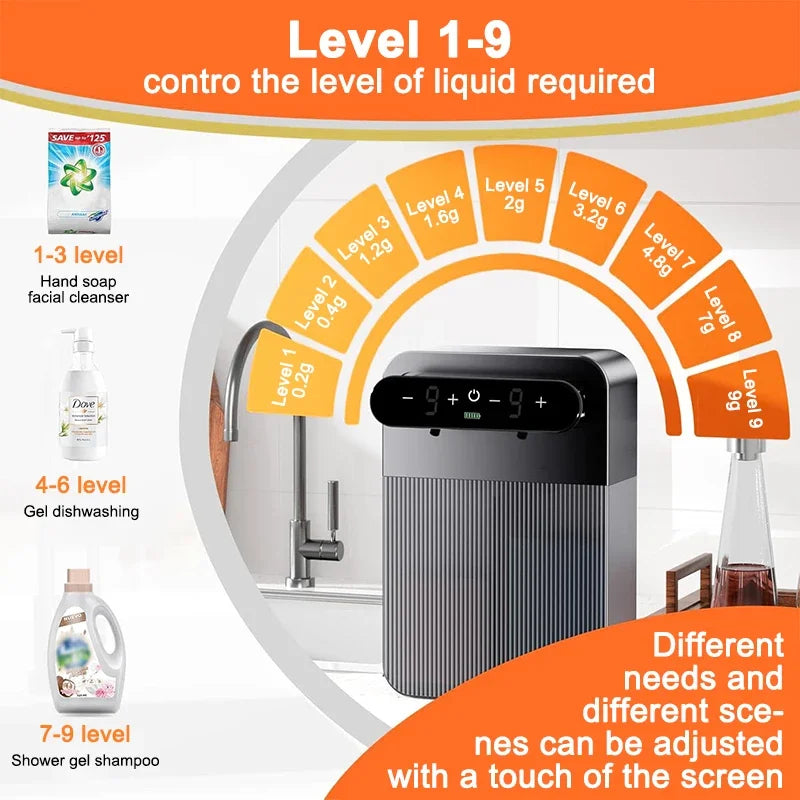 3000mAh  Automatic Foam and Gel Soap Dispenser Wall Mounted Smart Display Touchless Sensor Foam Dispensers Hand Washer Bathroom