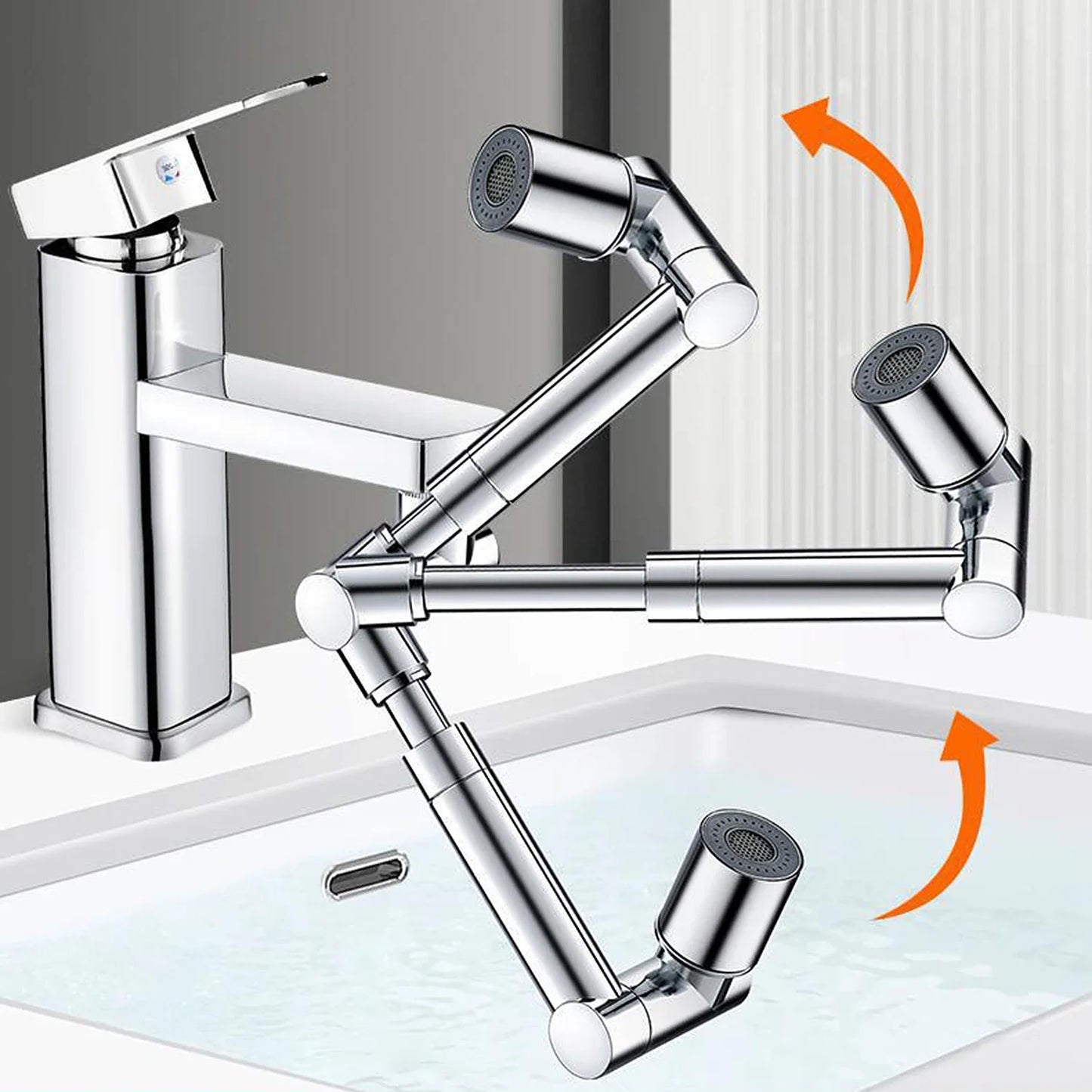 Retractable Universal 1440 °Swivel Robotic Arm Swivel Extension Faucet  2 Water Flow Mode