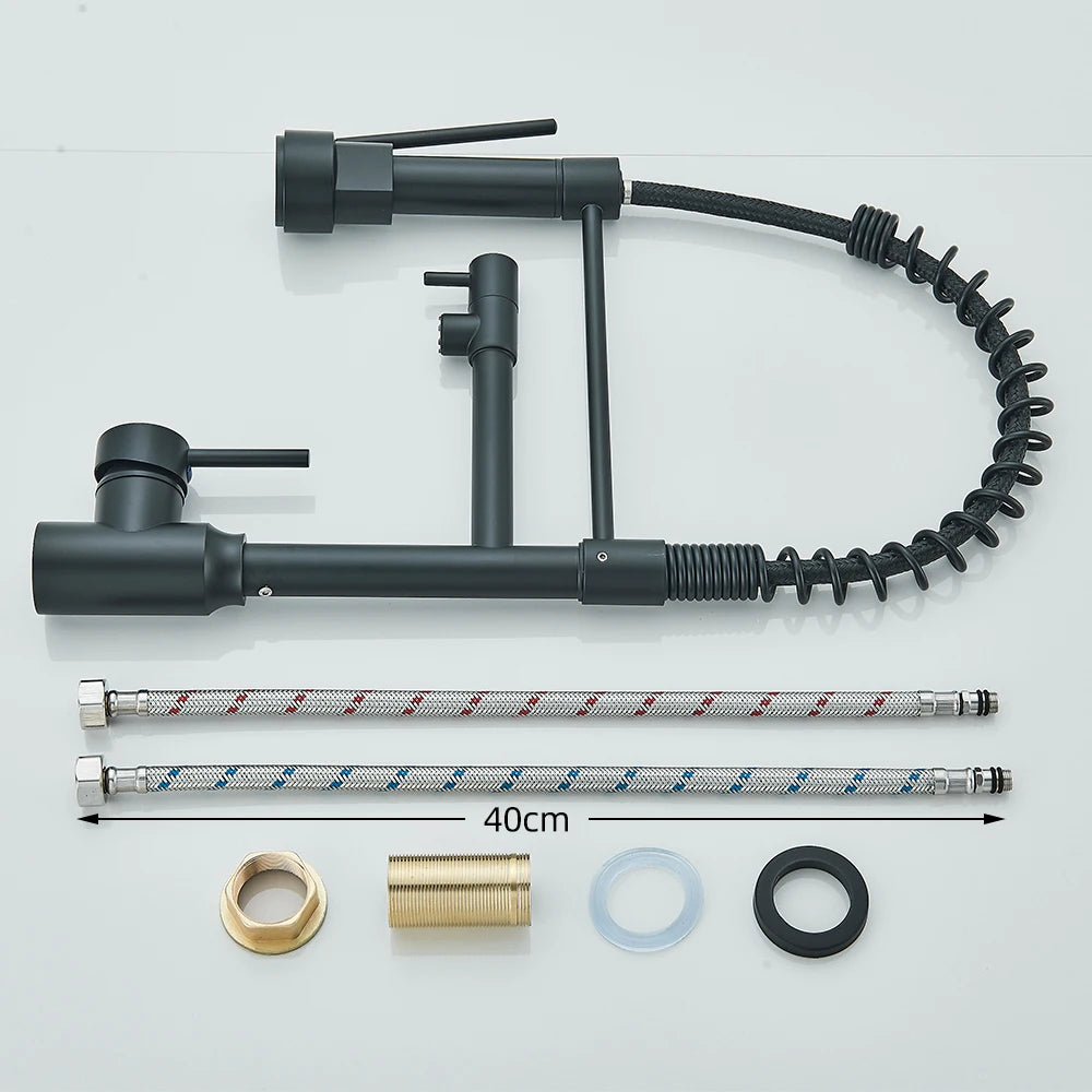 Pull Down Spring Kitchen Faucet Single Lever Hot Cold Mixer