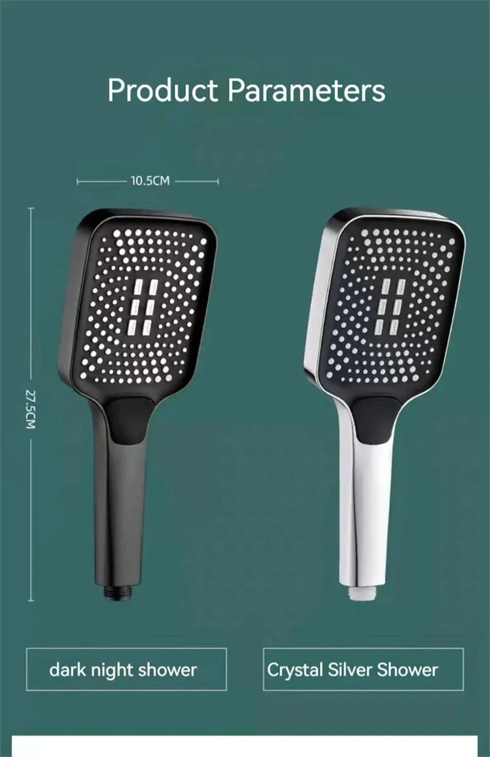 Adjustable Shower Head 3 Mode Rainfall Shower Large Flow Showerhead High Pressure