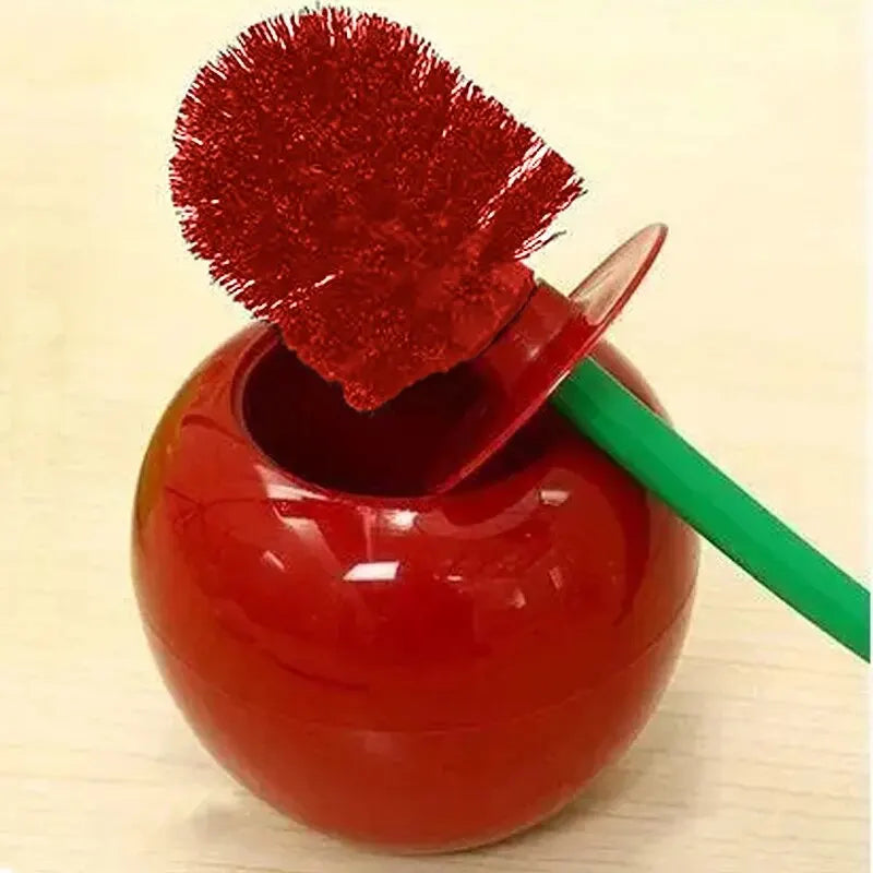Red Toilet Brush Creative Lovely Cherry Shape Lavatory Toilet Brush Holder Set