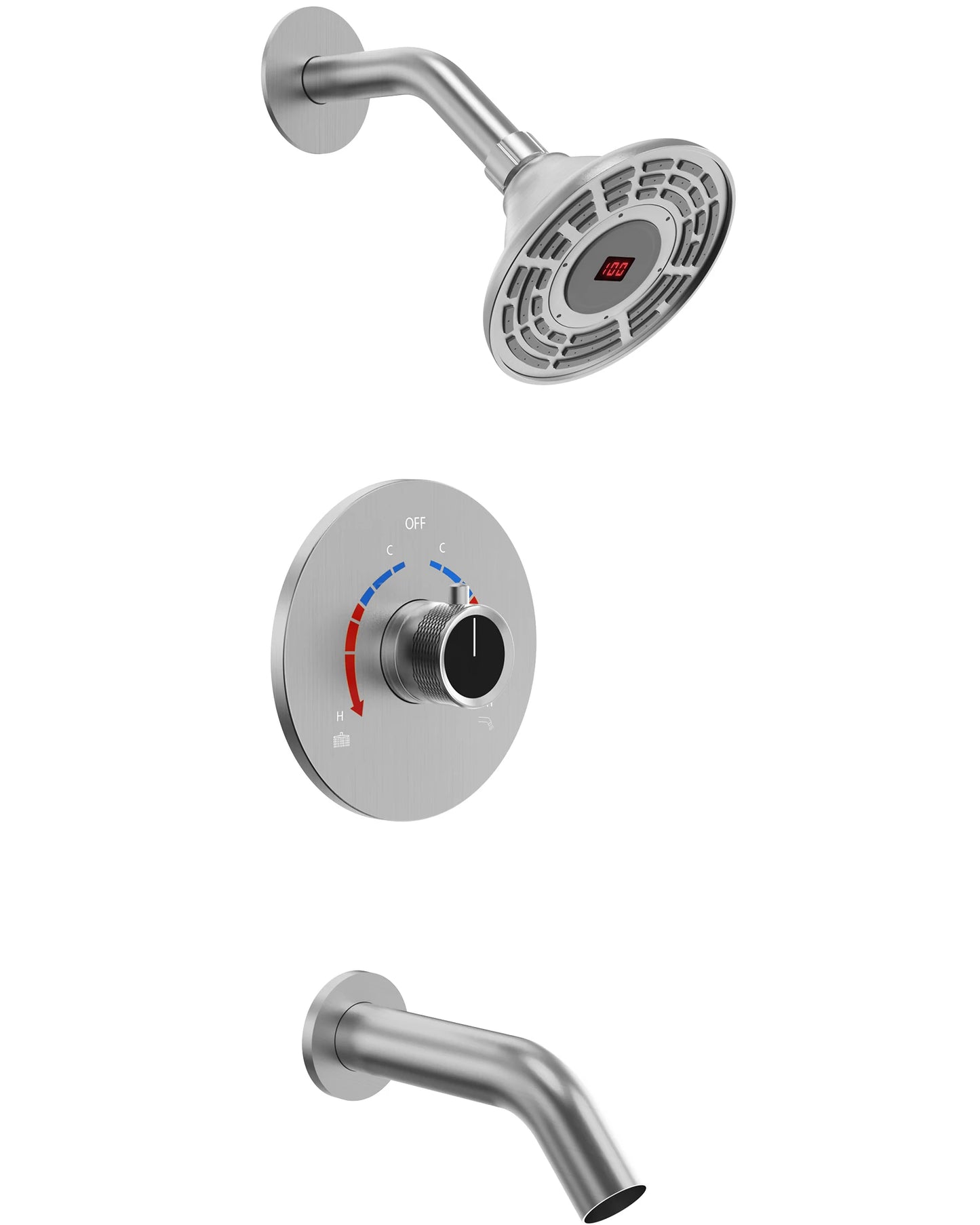 EVERSTEIN LED Light Shower Head System Shower Faucet Set with Brass Balanced Valve Wall Mount Tub Faucet