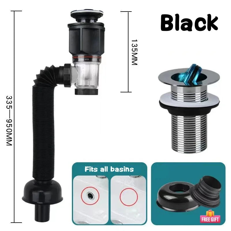Flip Top Anti-Odor Drain Pipe Set Kitchen Sink Drain Anti Clogging