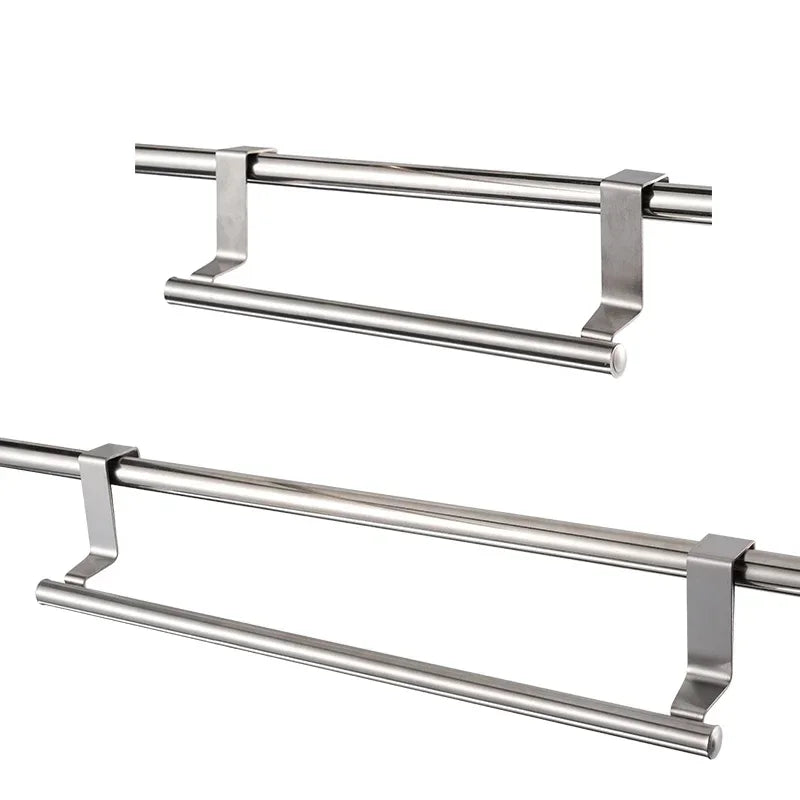 Towel Rack Over Door Towel Bar Hanging Holder,Stainless Steel Bathroom Kitchen Cabinet non-drilling rack