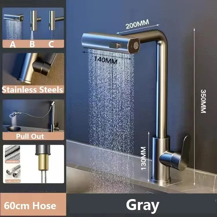 Pull Out Kitchen Faucet, Flexible Hot and Cold Water Kitchen Sink Mixer , Deck Mounted with Stream Shower Mode