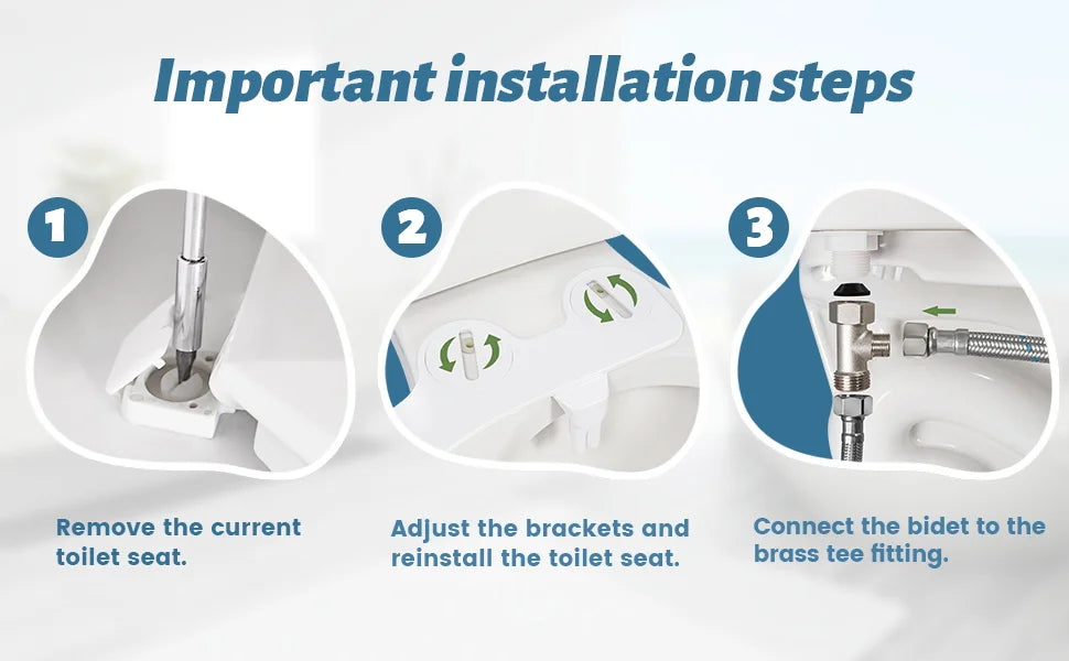 Button Bidet - Non-Electric Self  Cleaning Dual Nozzle (Frontal and Rear Wash) Fresh Water Bidet Toilet Seat Attachment