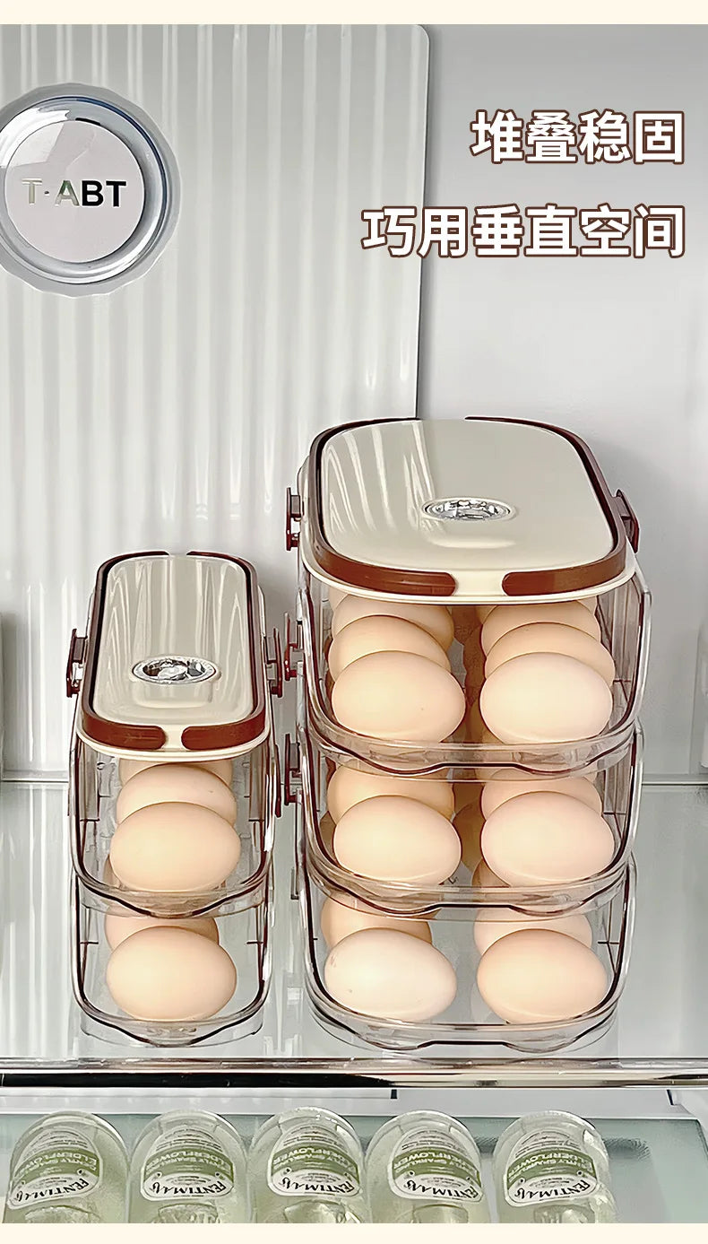Household Multi-layer Automatic Rolling Egg Storage Box Kitchen Egg Rack Tray Refrigerator Timing Special Egg Carton