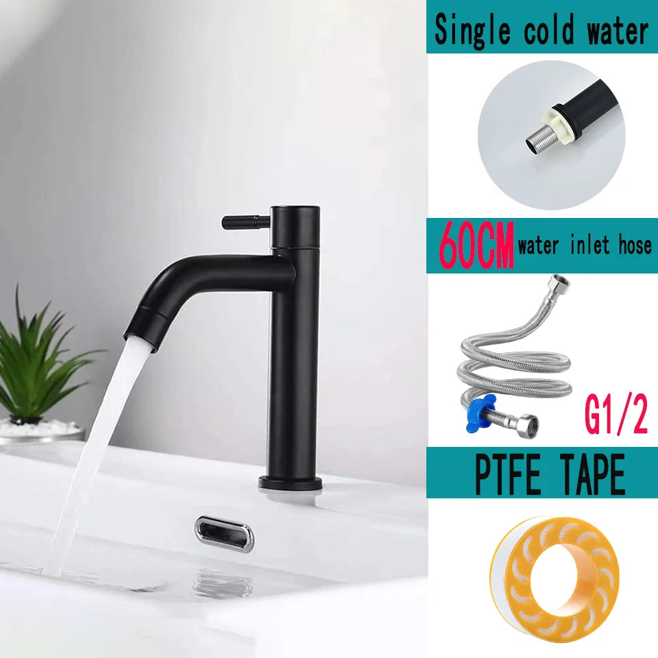 cold basin faucet stainless steel  deck installation