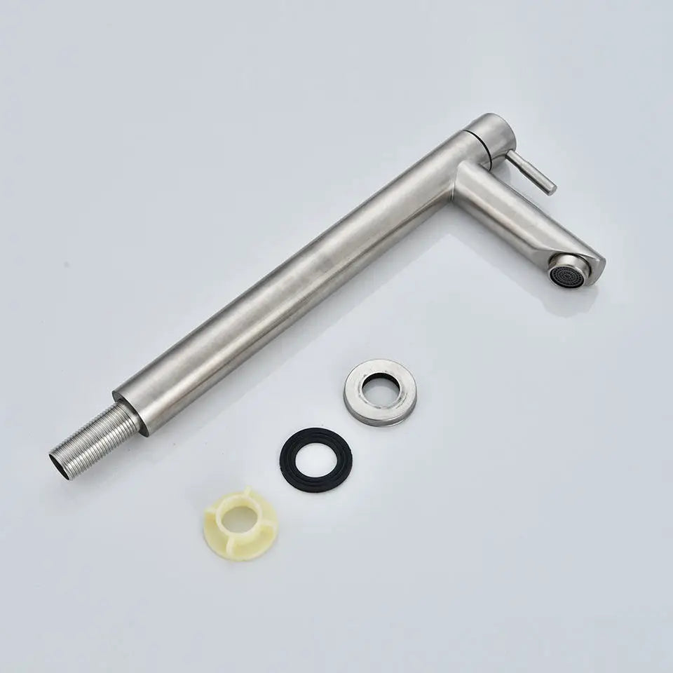Stainless steel washbasin faucet. Single cold water