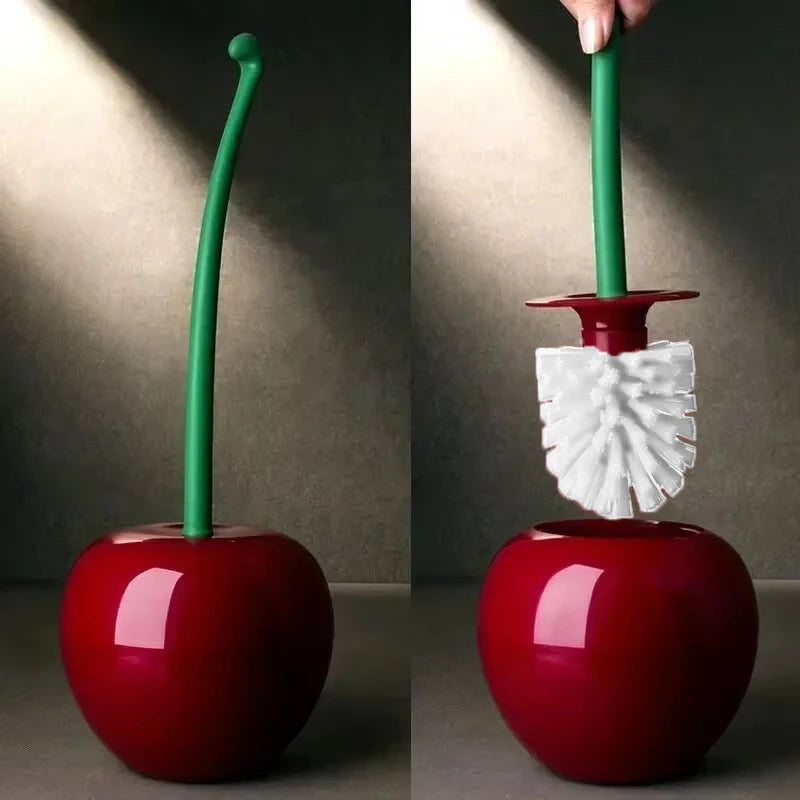 Red Toilet Brush Creative Lovely Cherry Shape Lavatory Toilet Brush Holder Set