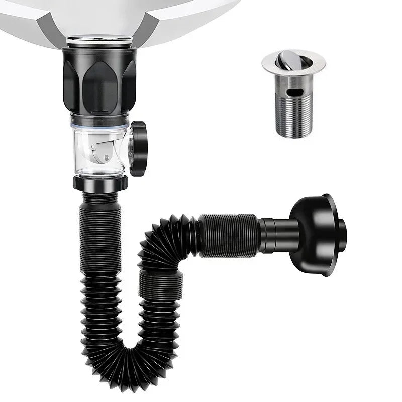 Flip Top Anti-Odor Drain Pipe Set Kitchen Sink Drain Anti Clogging