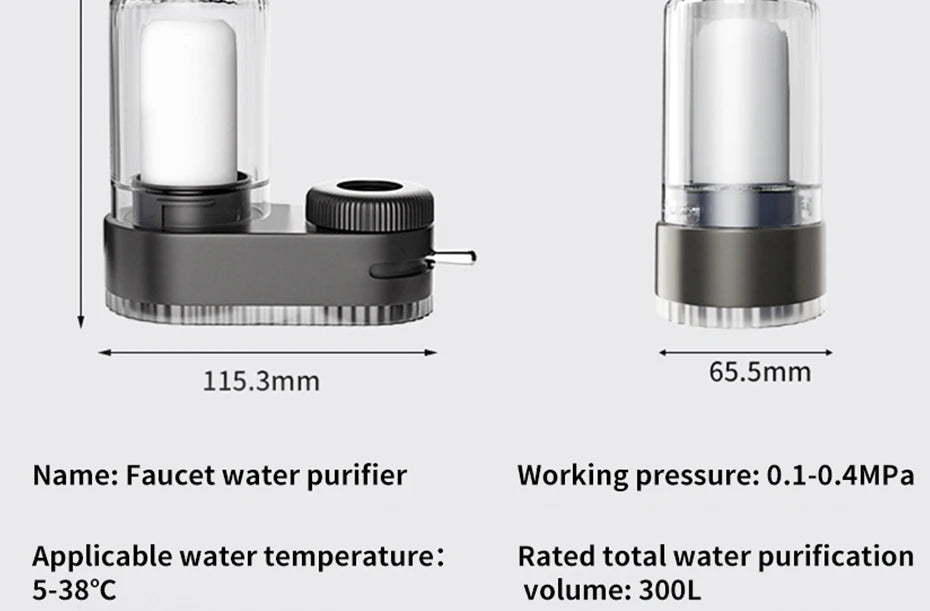 Faucet Tap Water Purifier Physical Filtering for Home Kictchen 2 Filter Element Removable Washable Filter Water Purifier Aerator