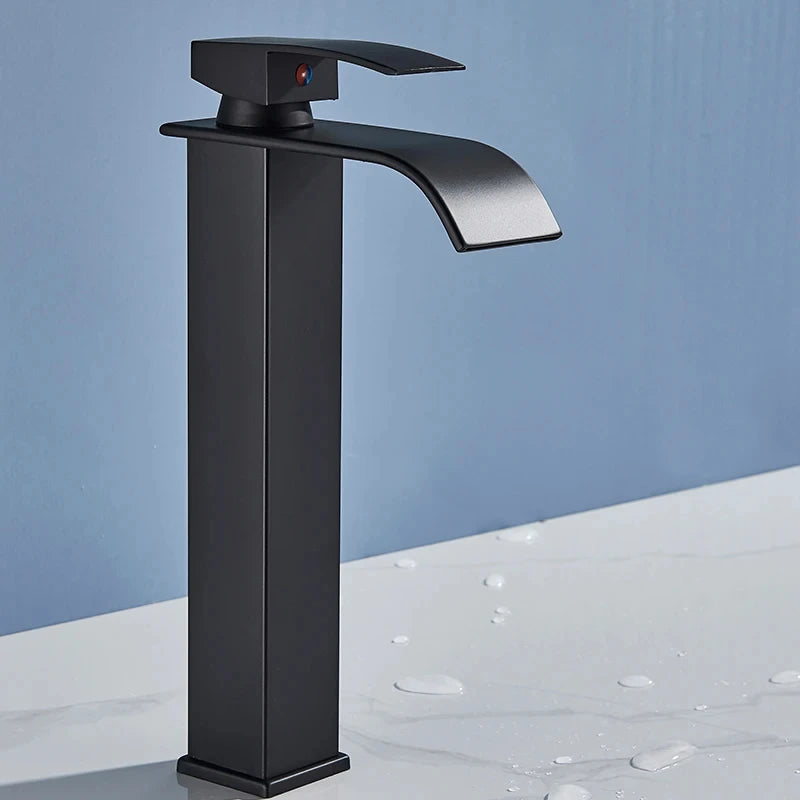 Copper core waterfall stainless steel basin faucet, hot and cold dual control faucet