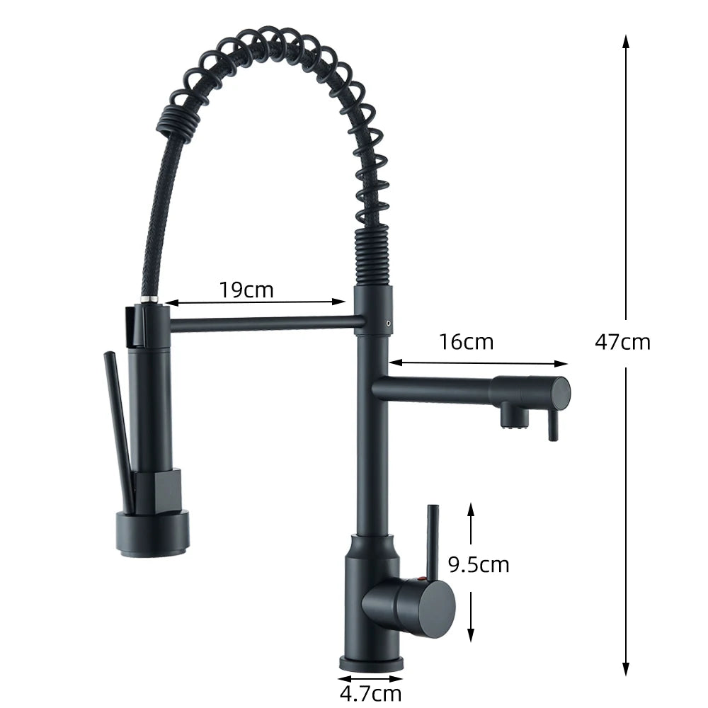 Pull Down Spring Kitchen Faucet Single Lever Hot Cold Mixer
