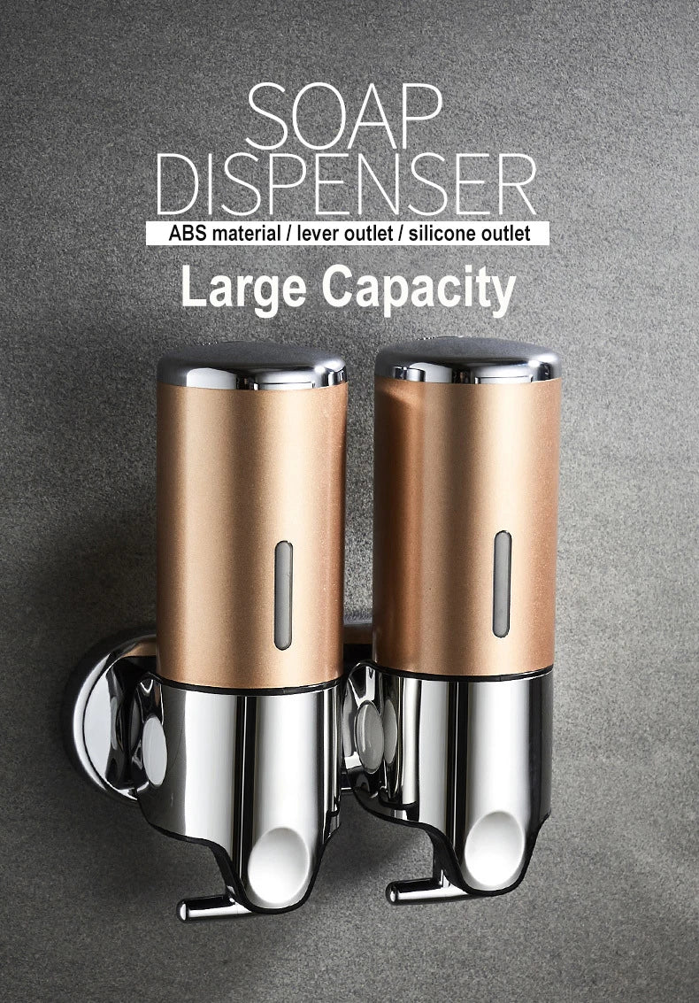 500ML Shampoo Soap Liquid Dispenser Single/Double/Triple Wall Mounted Square Manual Shower Shampoo Liquid Dispenser