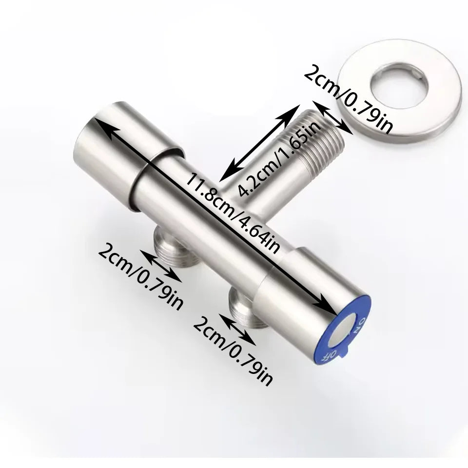 Stainless Steel Single Cold Water 1 In 2 Out Bathroom Toilet Angle Valve Washing Machine Double Outlet Water Tap