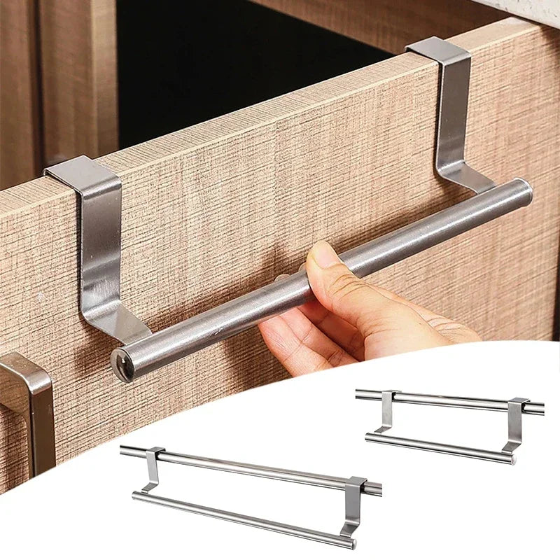 Towel Rack Over Door Towel Bar Hanging Holder,Stainless Steel Bathroom Kitchen Cabinet non-drilling rack