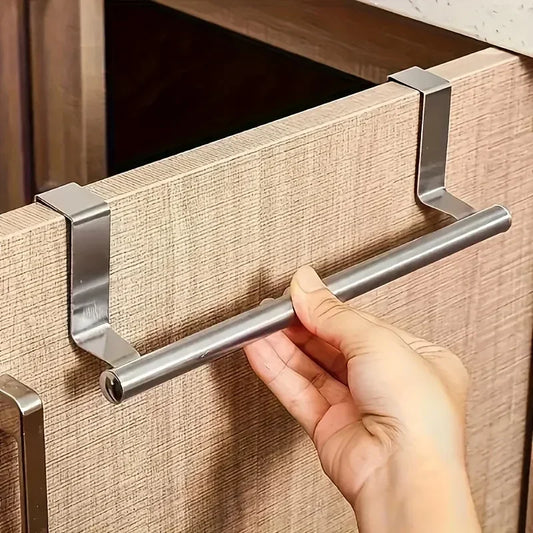 Towel Rack Over Door Towel Bar Hanging Holder,Stainless Steel Bathroom Kitchen Cabinet non-drilling rack