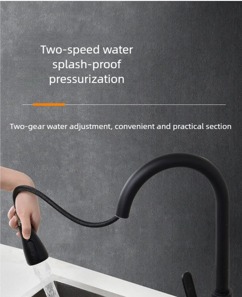 Kitchen Faucets  stainless steel Pull Out Kitchen Sink Water Tap Mixer Stream Sprayer Head
