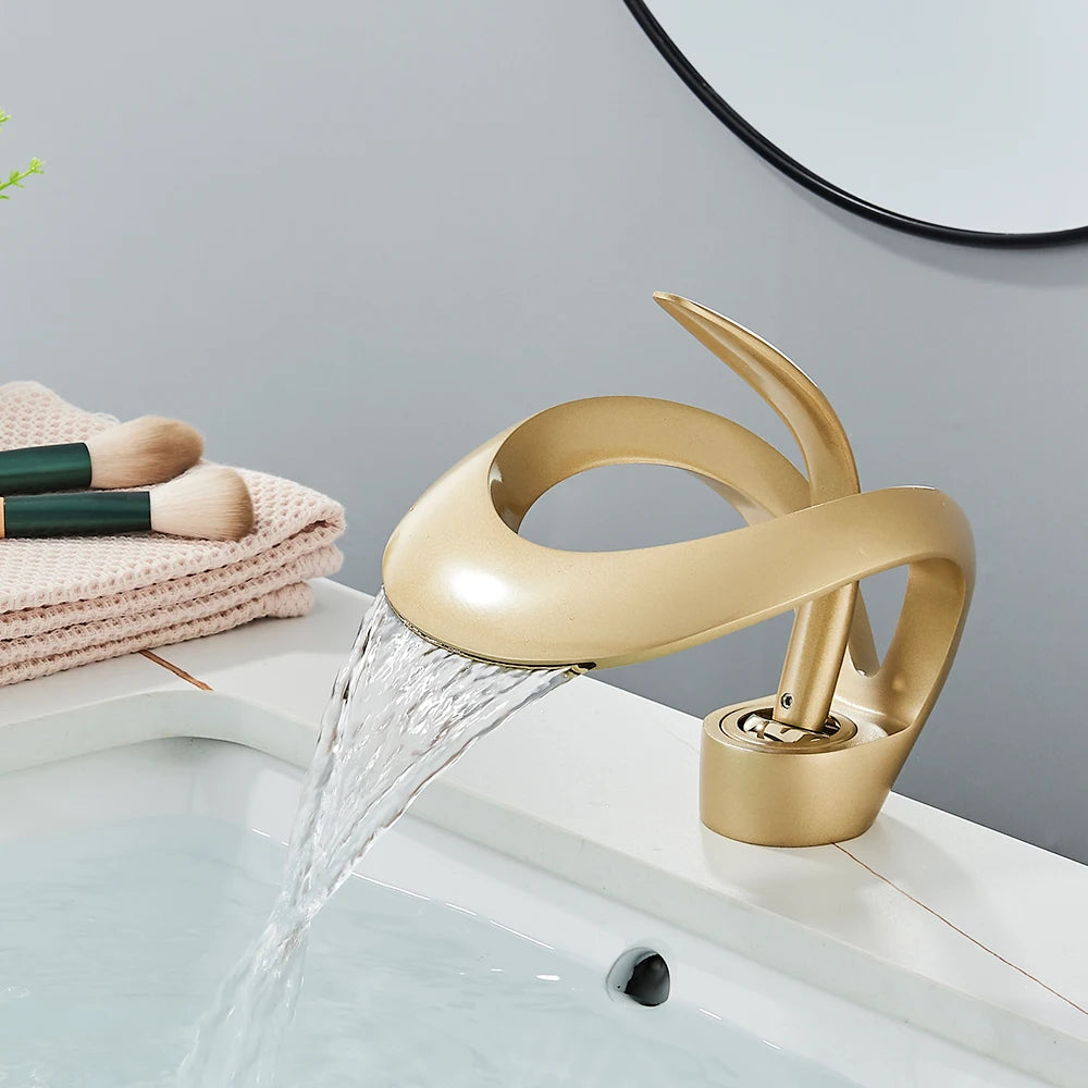 Brass New-Style Basin Faucet Bathroom Mixer Tap Hot Cold Water Deck Mounted  Luxury Sink Faucet