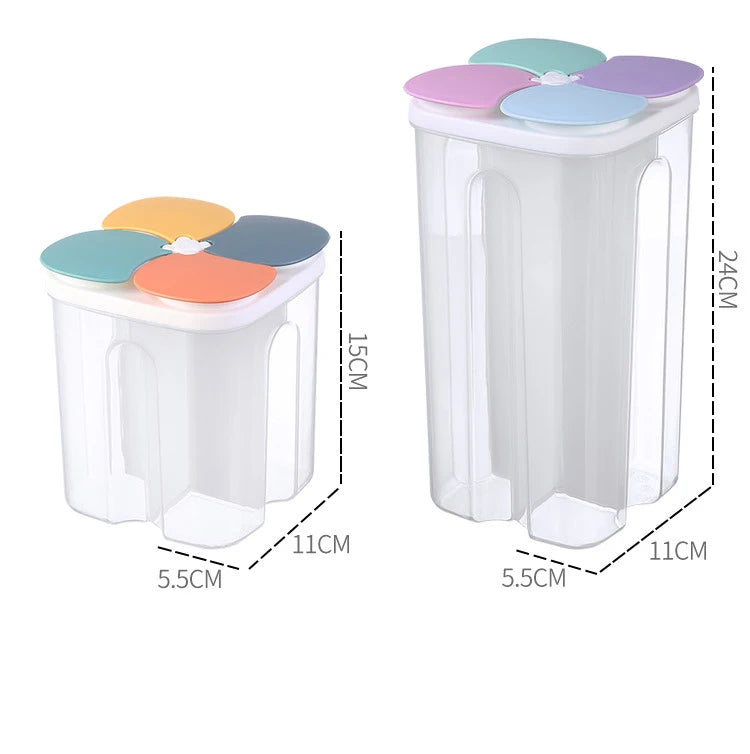 Kitchen Cereals Storage Box Plastic 4 grids ,Food Container Moisture-proof