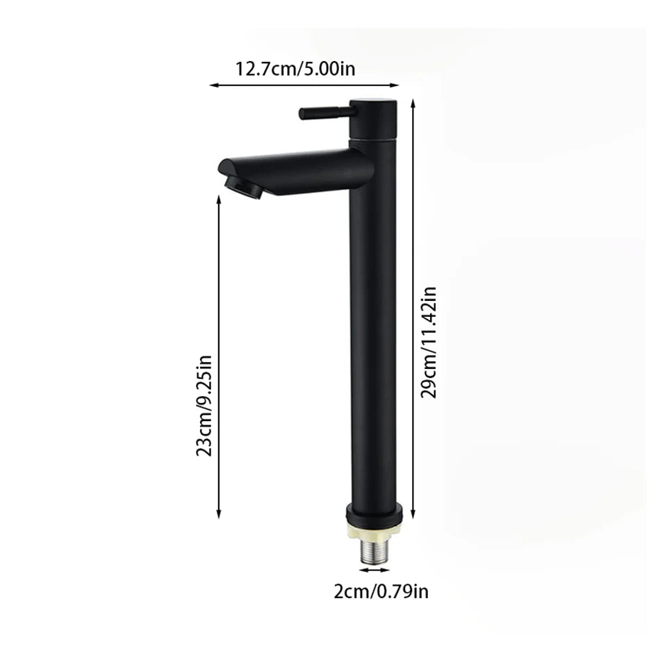 Stainless steel washbasin faucet. Single cold water