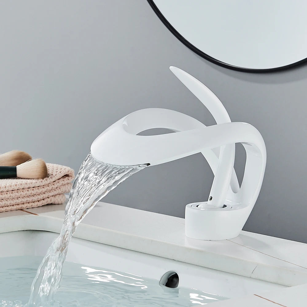 Brass New-Style Basin Faucet Bathroom Mixer Tap Hot Cold Water Deck Mounted  Luxury Sink Faucet