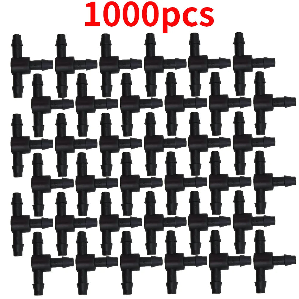 50PCS Plastic Barbed 3-Way TEE Connector for 4/7mm Tubing Watering Pipe Hose Couplings Micro Drip Irrigation Garden Tools