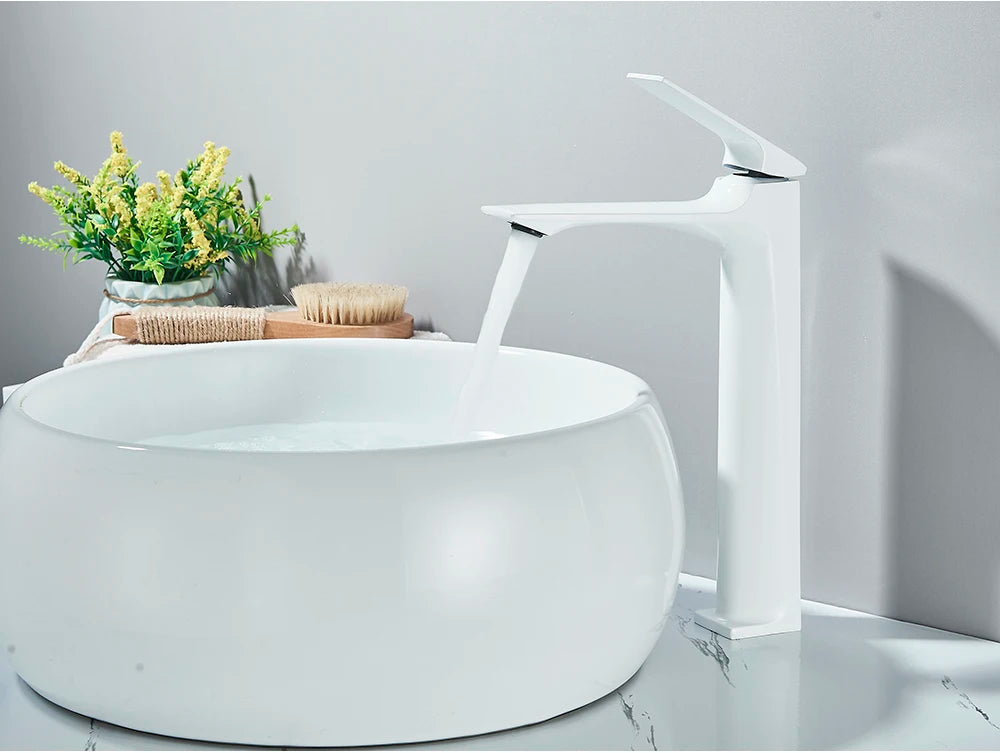 Black Bathroom Faucet Deck Mounted Bathroom Sink Mixer Tap Single Lever Faucets Chrome/White/Grey/Brushed Gold