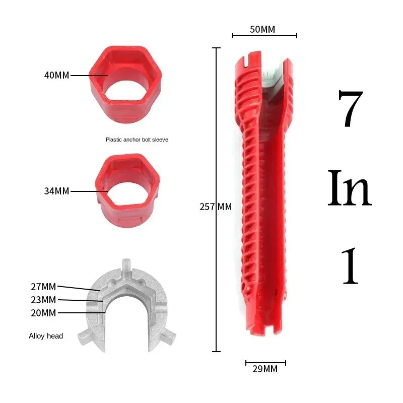 8 in 1 Anti-Slip Flume Socket Wrench Nut Remover for Sink Repair Bathroom Faucet Assembly Plumbing Installation Hand Tool